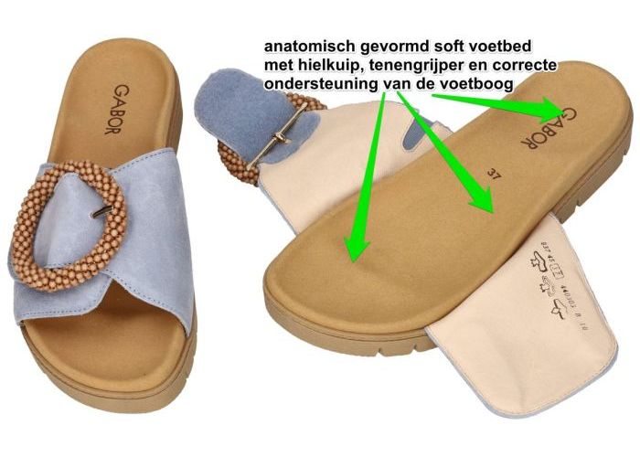 Gabor 83.745.16 slippers & muiltjes blauw licht