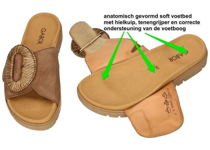 Gabor 83.742.11 slippers & muiltjes bruin