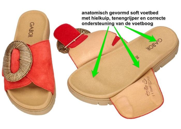 Gabor 83.742.15 slippers & muiltjes rood