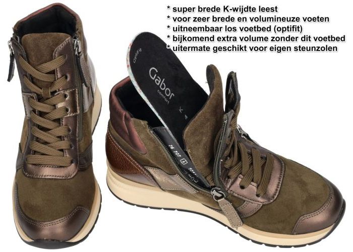 Gabor 76.707.64 sneakers  groen olijf