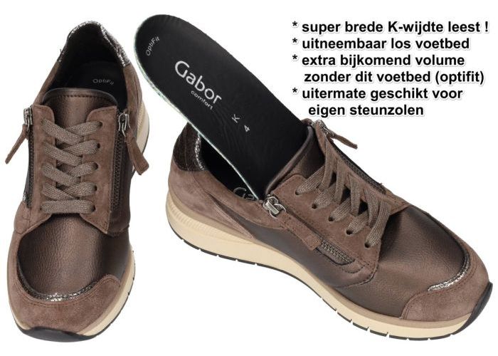 Gabor 56.307.62 sneakers  taupe donker