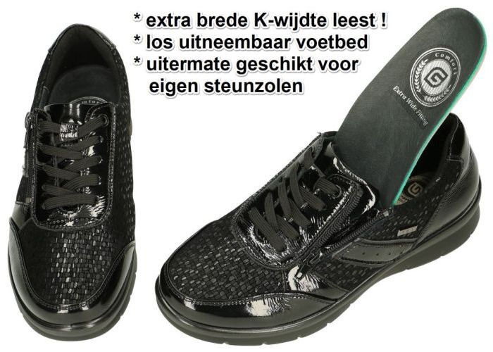 G-comfort P-8262S schwarz fantasy ballerina's & mocassins zwart