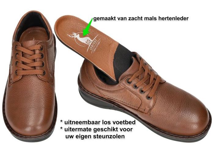 G-comfort P-3701C geklede lage schoenen cognac/caramel