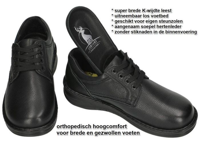 G-comfort P-3701  geklede lage schoenen zwart