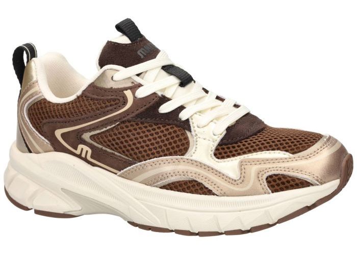 Maruti Novi Leather/textile Dark Brown -Metllic sneakers  bruin donker