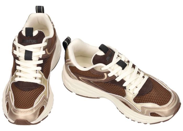 Maruti Novi Leather/textile Dark Brown -Metllic sneakers  bruin donker