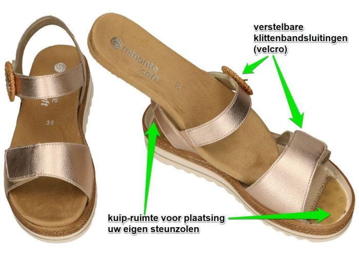 Remonte D0Q52-31 sandalen roze-goud metallic