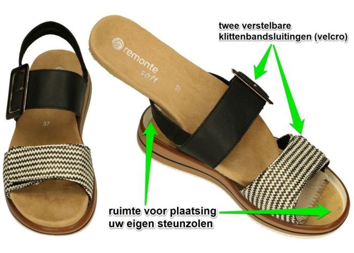 Remonte D1J53-02 sandalen zwart/wit