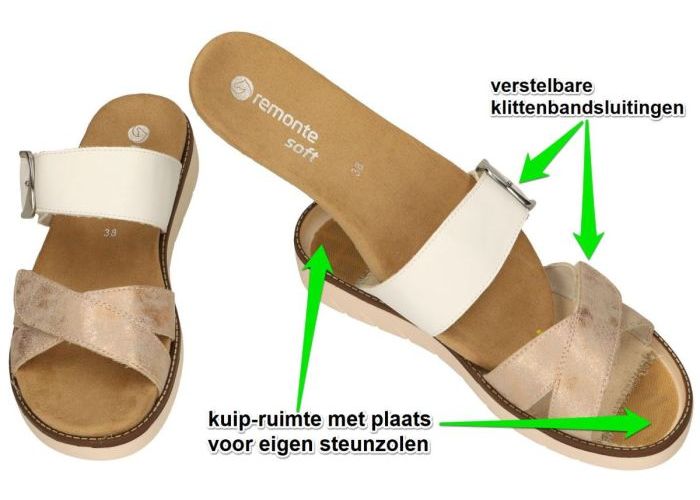 Remonte D2048-90 slippers & muiltjes roze-goud metallic