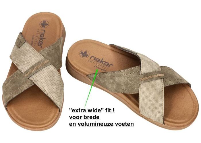 Rieker 27080-25 (extra weit) pantoffels & slippers taupe donker