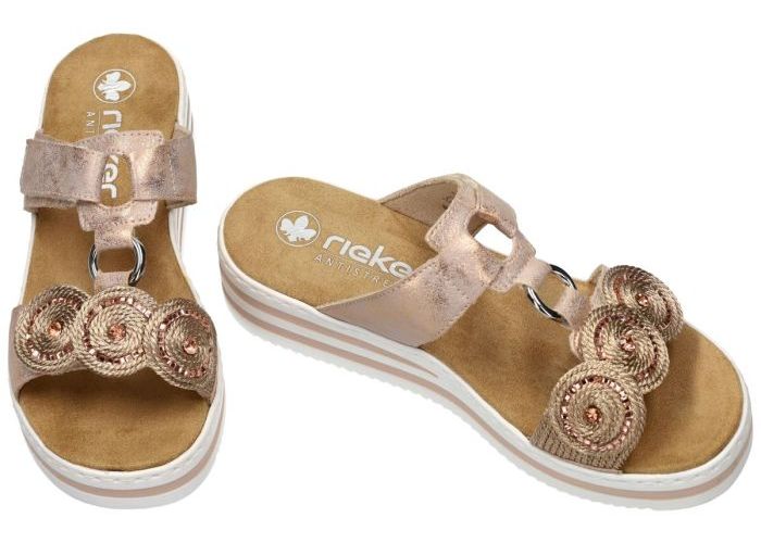 Rieker V0200-90 slippers & muiltjes roze-goud metallic