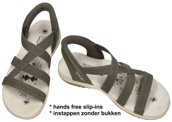 Skechers 163460 REGGAE SLIM-STRETCH FLEX sandalen groen olijf
