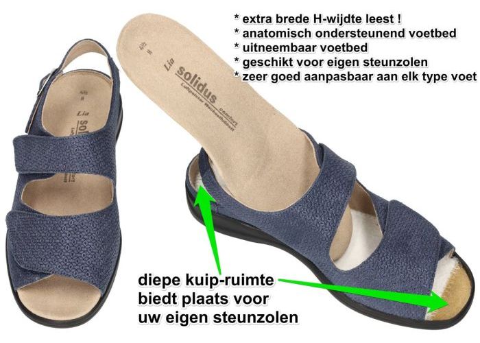 Solidus 73038 -  LIA 038  (H leest) sandalen blauw donker