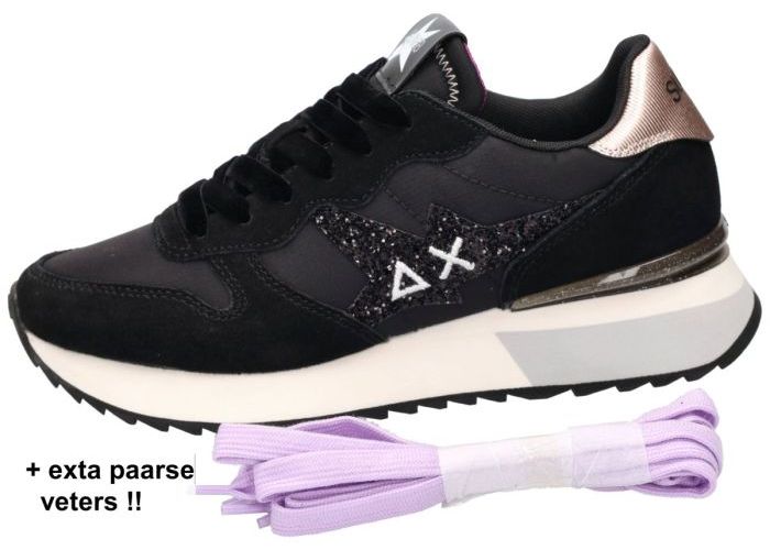 Sun68 Z45217 STARGIRL GLITTER LOGO sneakers  zwart