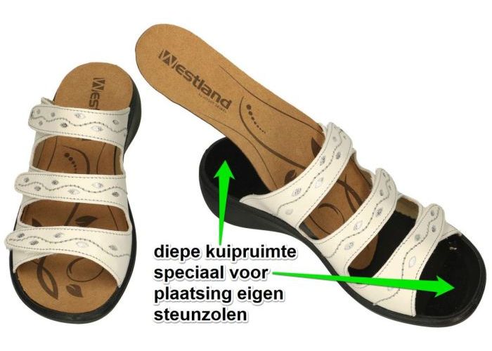 Westland 16766 IBIZA 66 slippers & muiltjes off-white-crÈme-ivoorkleur