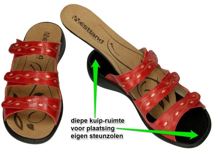 Westland 16766 IBIZA 66 slippers & muiltjes rood