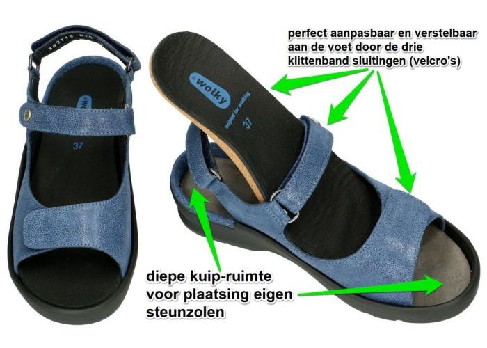 Wolky 0392715 Delft Caviar nubuck sandalen blauw
