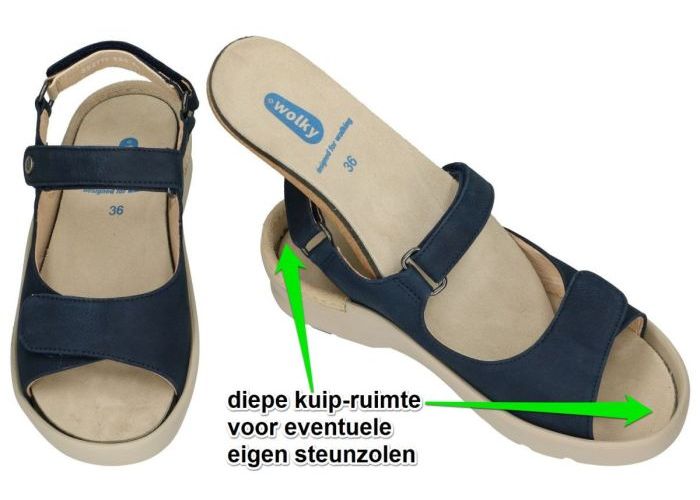 Wolky 0392711 DELFT ANTIQUE nubuck sandalen blauw donker