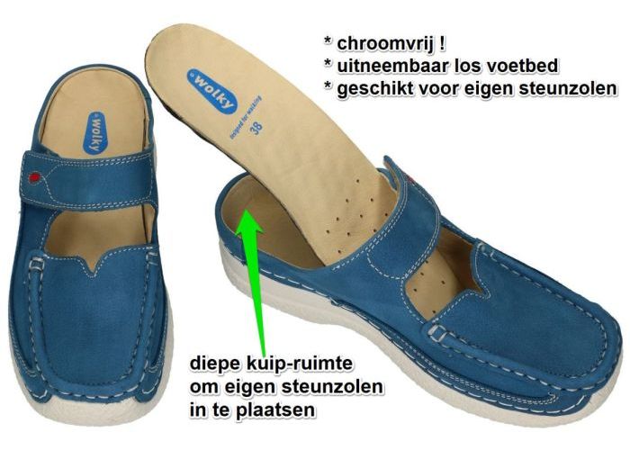 Wolky 0622711 ROLL SLIPPER Antique nubuck slippers & muiltjes blauw licht