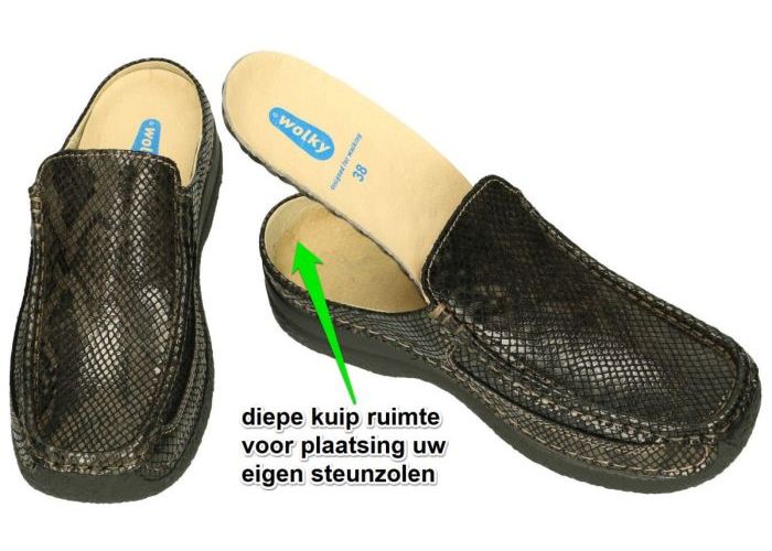 Wolky 0620292 Roll Slide Gumus leather slippers & muiltjes bruin donker