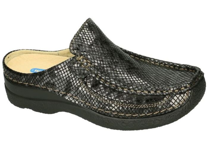 Wolky 0620292 Roll Slide Gumus leather slippers & muiltjes grijs  donker