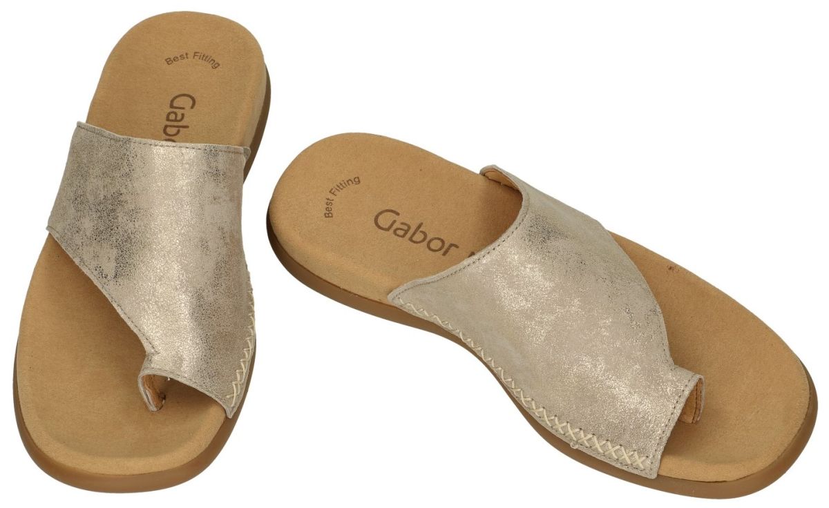 Productiecentrum Ooit sneeuwman Gabor 83.700.62 slippers & muiltjes goud - schoenen | Schoenen Karo