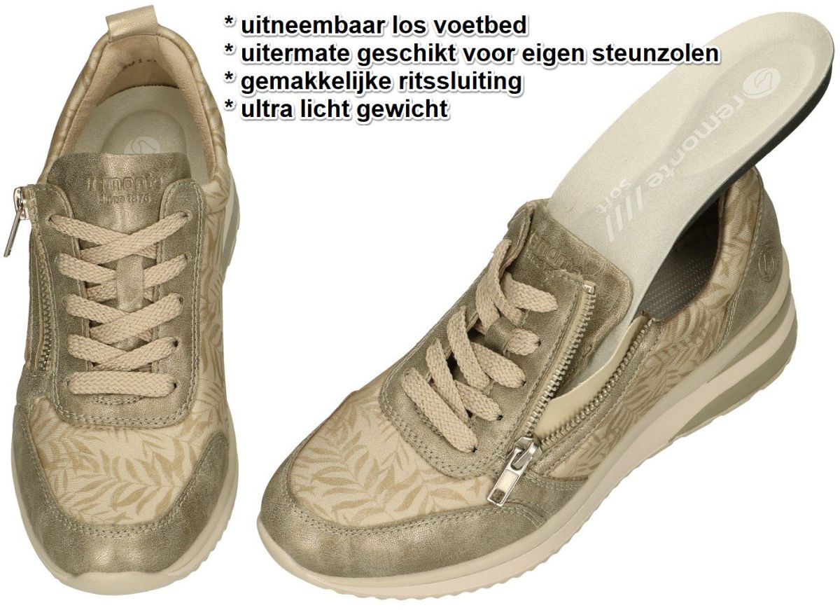 Mordrin Gewoon Verandering Remonte D2401-60 sneakers goud - schoenen | Schoenen Karo