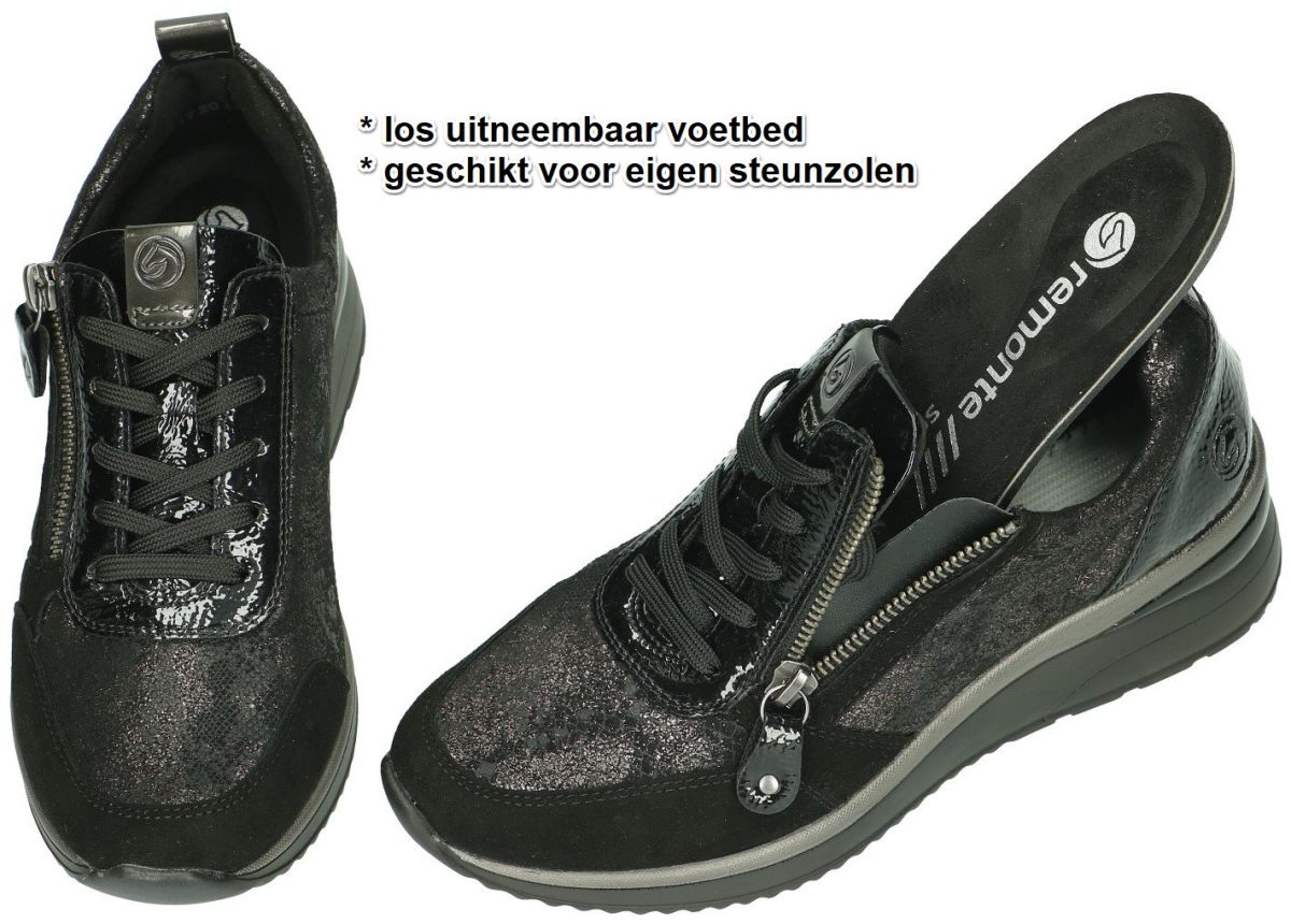 Rechtdoor gebruiker staal Remonte D2401-02 sneakers zwart - schoenen | Schoenen Karo