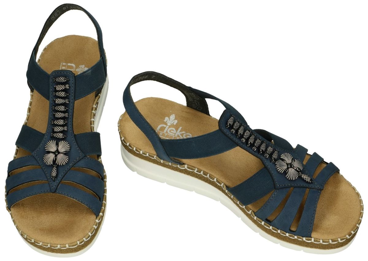 Rieker V1206 14 sandalen blauw donker schoenen Schoenen Karo