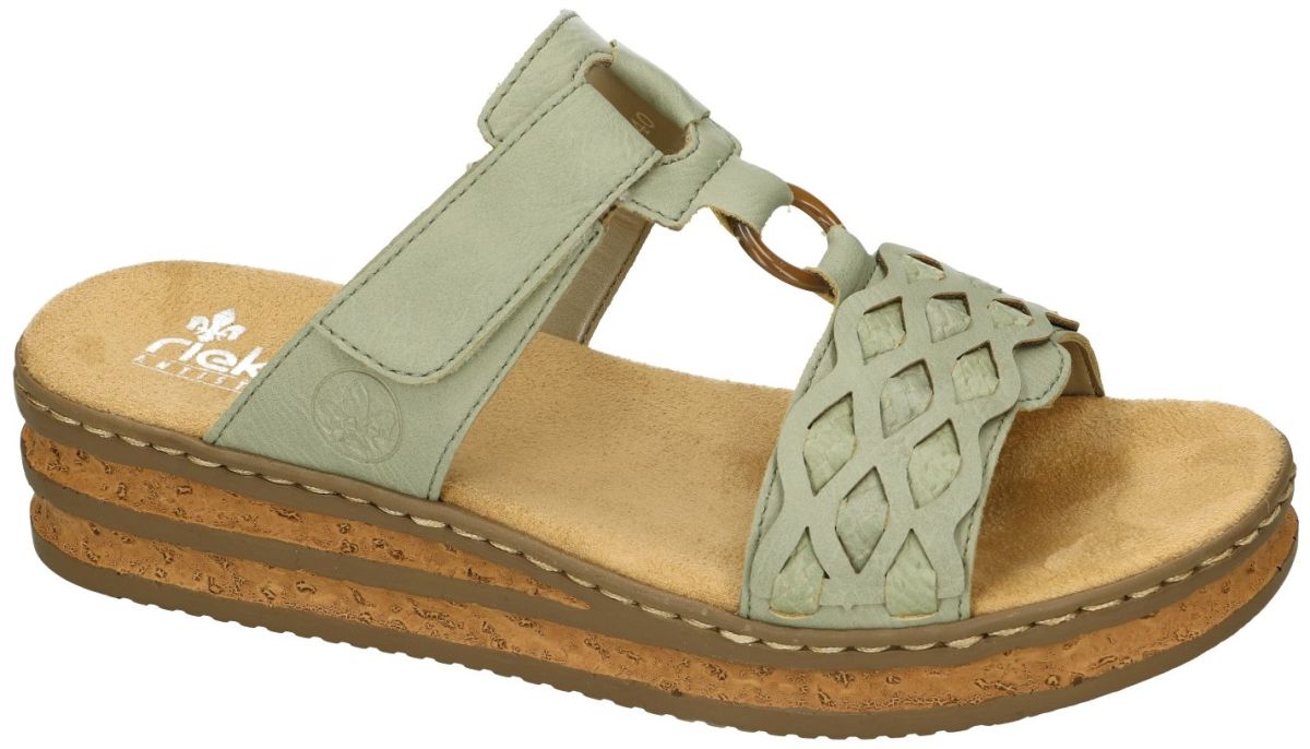 Rieker 629K9-52 slippers muiltjes groen - schoenen | Schoenen Karo
