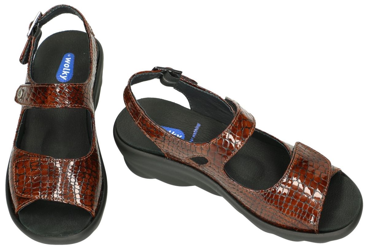 Accountant Omhoog caravan Wolky 0312567 SCALA MINI CROCO leather sandalen bruin donker - schoenen |  Schoenen Karo
