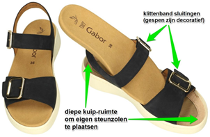 Schoenen, slippers, sandalen voor hallux valgus, hamertenen en andere knobbels - Gabor